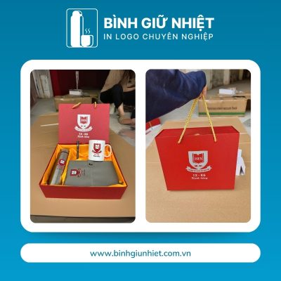 Bộ Giftset quà tặng in logo gồm bình giữ nhiệt, sổ da, bút ký và ly sứ BGS-23