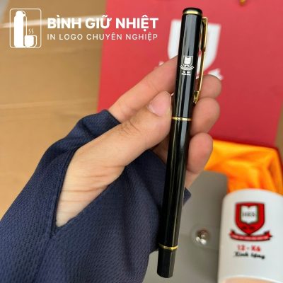 Bộ Giftset quà tặng in logo gồm bình giữ nhiệt, sổ da, bút ký và ly sứ BGS-23