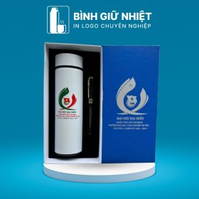 Bộ Giftset quà tặng in logo gồm bình giữ nhiệt và bút ký BGS-21
