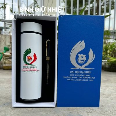 Bộ Giftset quà tặng in logo gồm bình giữ nhiệt và bút ký BGS-21