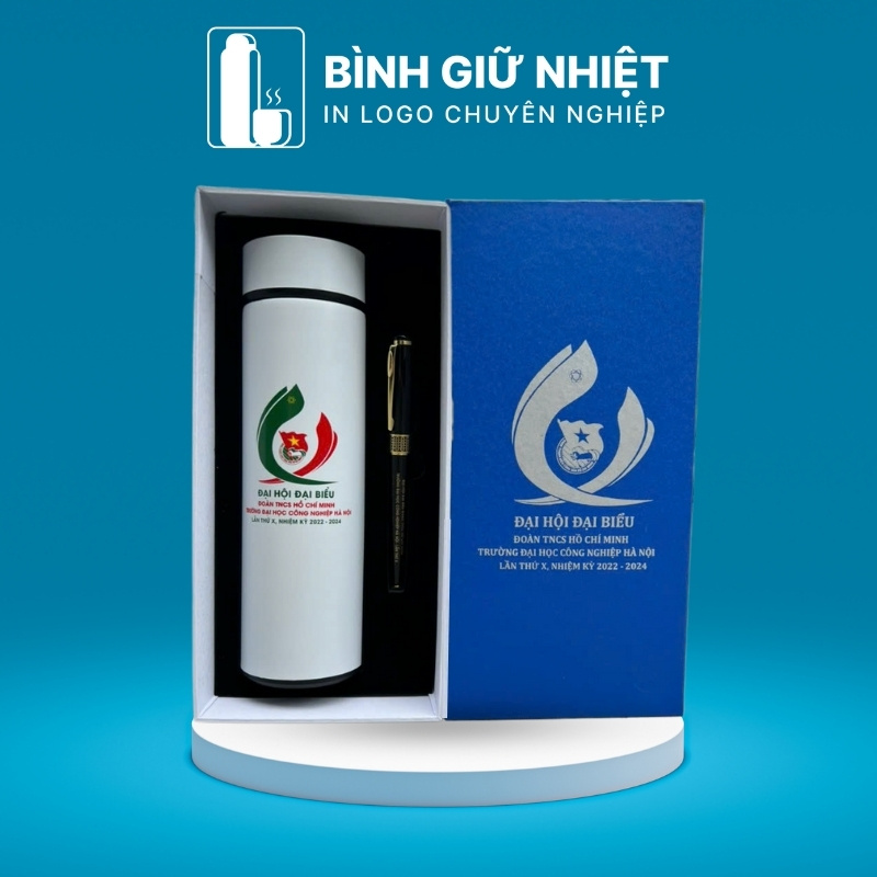 Bộ Giftset quà tặng in logo gồm bình giữ nhiệt và bút ký BGS-21