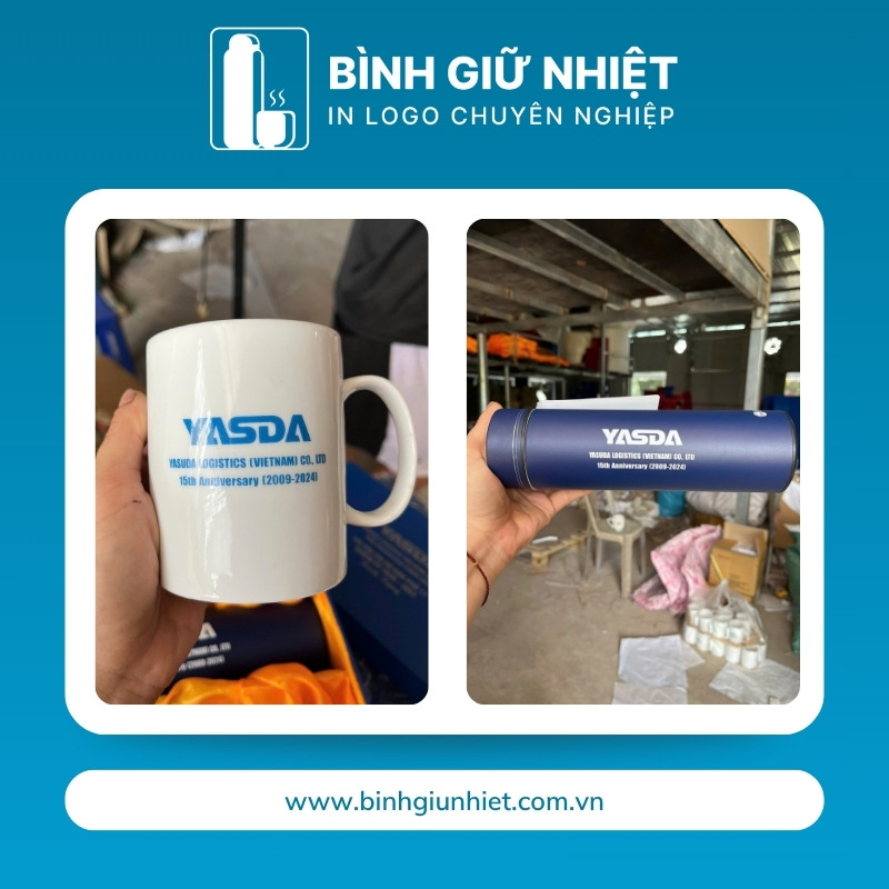 Bộ Giftset quà tặng in logo gồm bình giữ nhiệt và ly sứ BGS-29