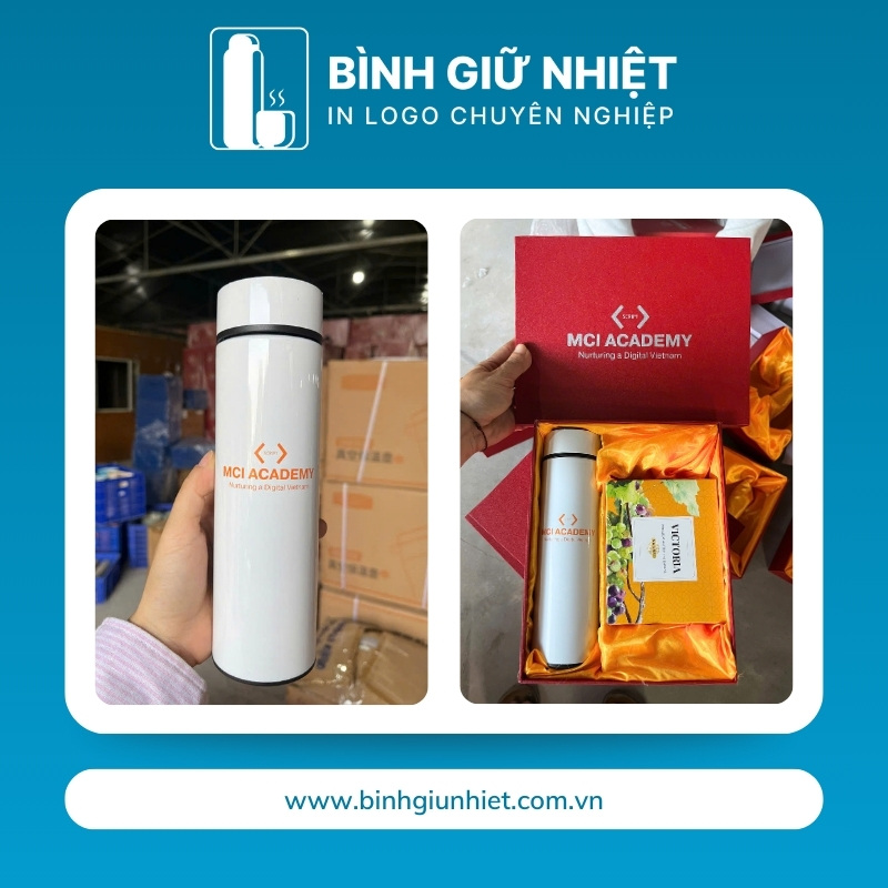 Bộ Giftset quà tặng in logo gồm bình giữ nhiệt và hộp nho khô BGS-26