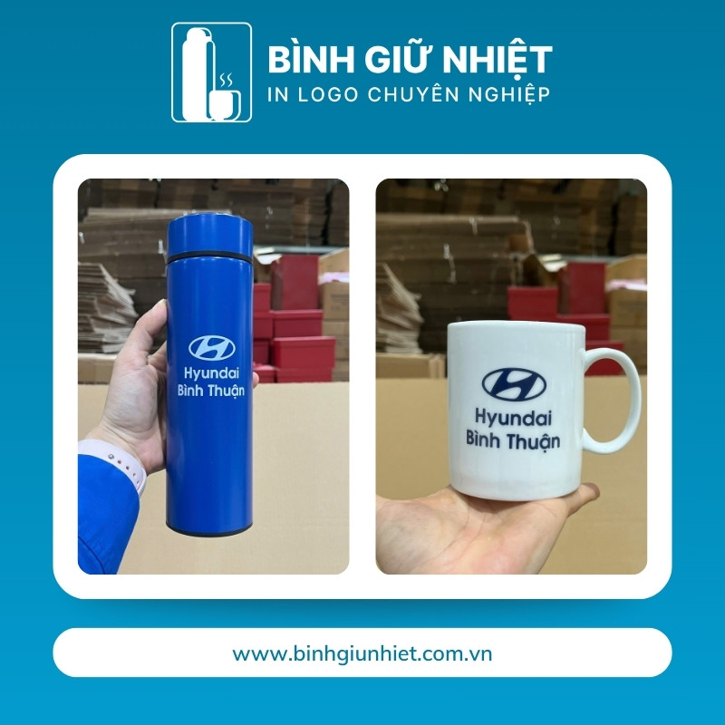 Bộ Giftset quà tặng in logo gồm bình giữ nhiệt và ly sứ BGS-28