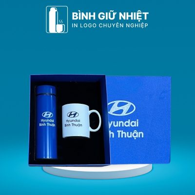 Bộ Giftset quà tặng in logo gồm bình giữ nhiệt và ly sứ BGS-28