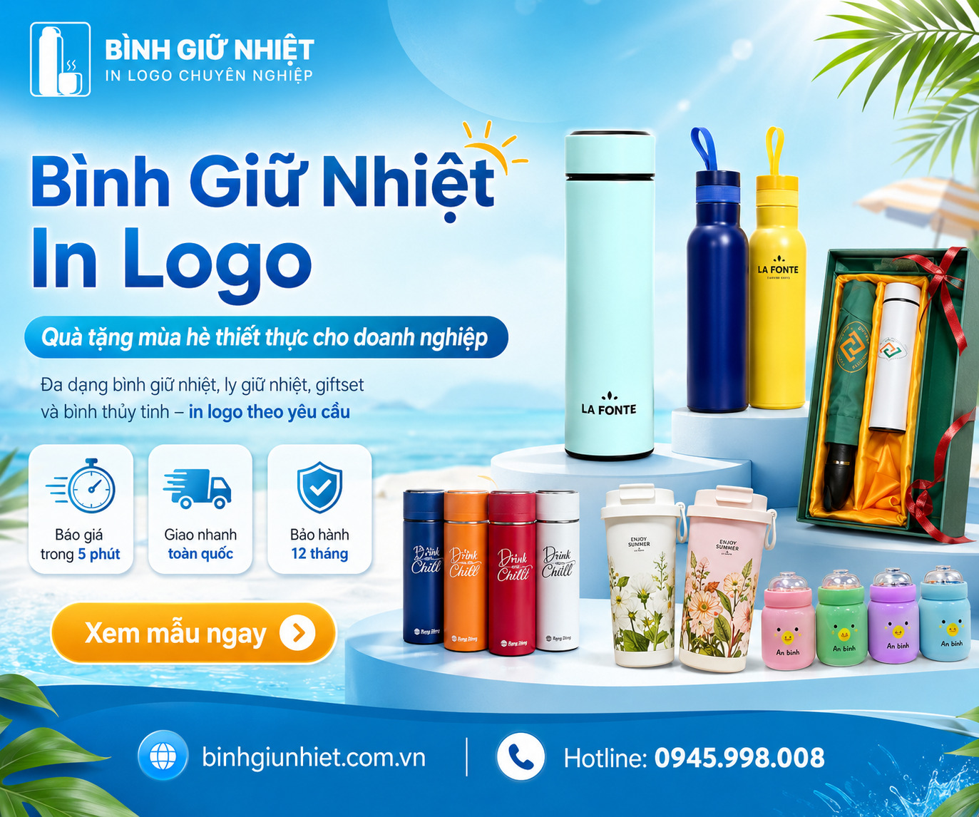 Bình giữ nhiệt in logo cao cấp - Quà tặng doanh nghiệp