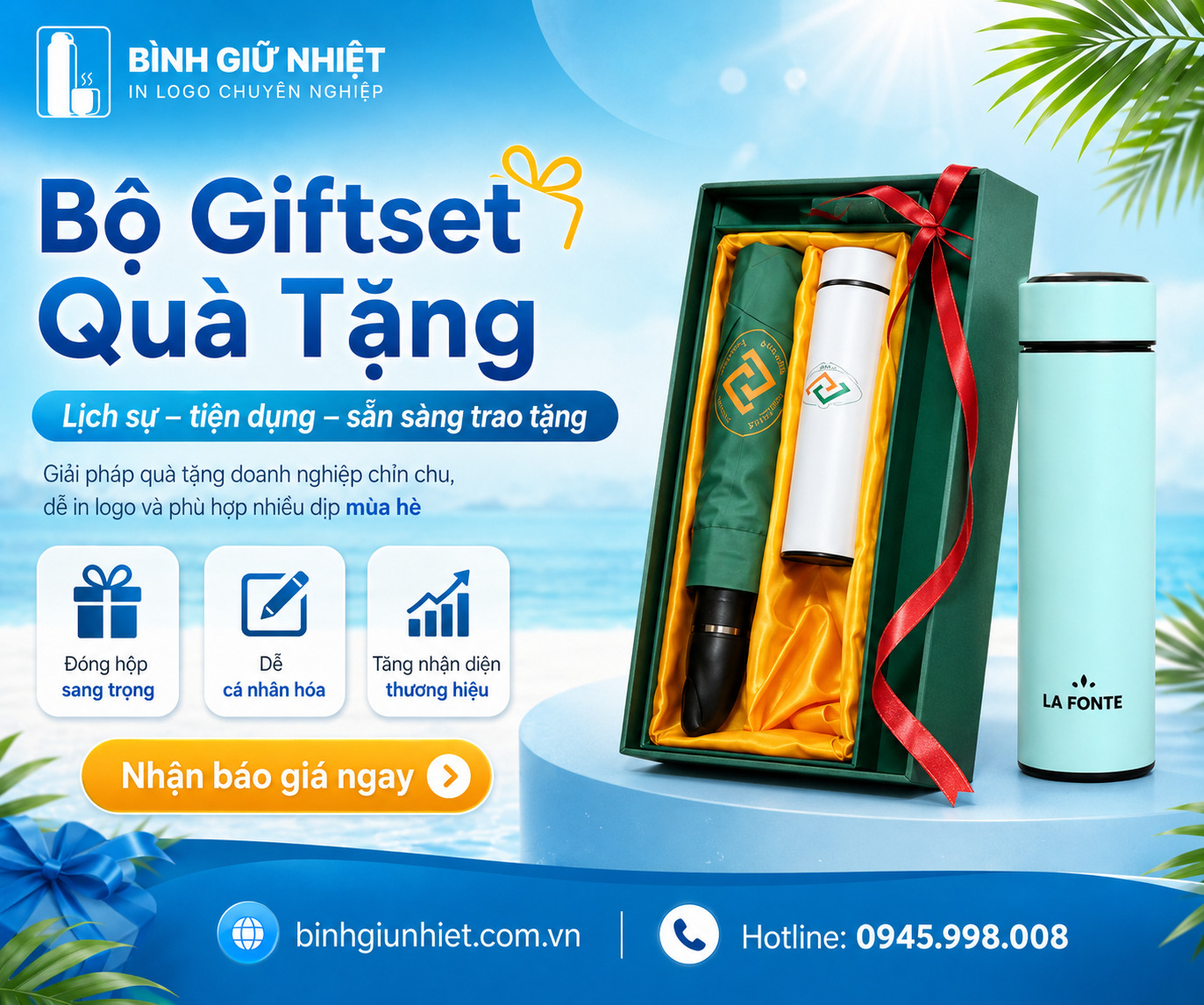 Bình giữ nhiệt 500ml in logo - Bình nước giữ nhiệt mini