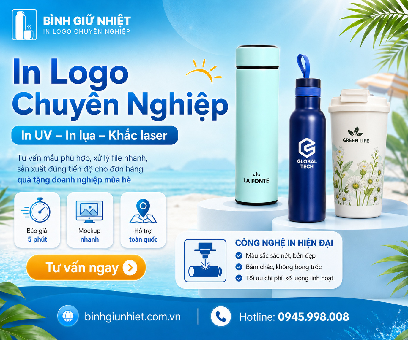 Bình giữ nhiệt Lock&Lock in logo - Bình giữ nhiệt chính hãng